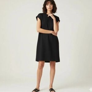 Babaton Aritzia Black Lyocell Shift Dress Sz XXS Oversized Minimalist Mini